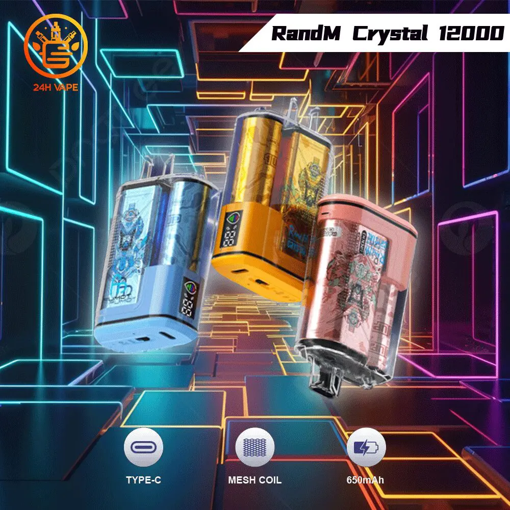 randm crystal 12000 RandM Crystal 12000 Puffs Hot Seller LED Display Disposable Vape
