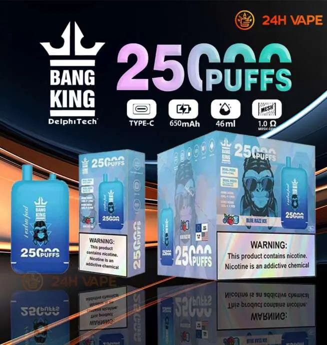 Bang King 25000 Puffs 0% 2% 3% 5% Pod Vape usa e getta con doppio magazzino Bang King 25000 Puffs 0% 2% 3% 5% Pod Vape usa e getta con doppio magazzino
