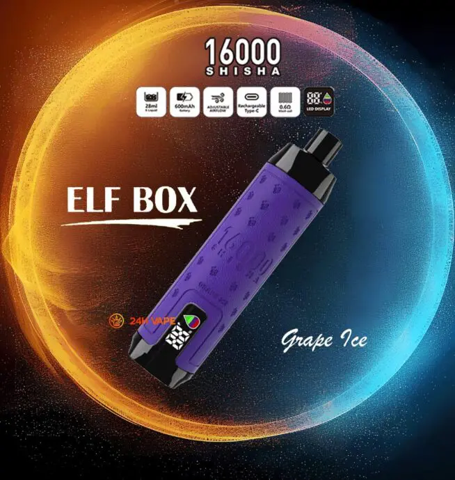 ELF BOX SHISHA 16000 Puffs LED Display Leather Disposable Vape Pen