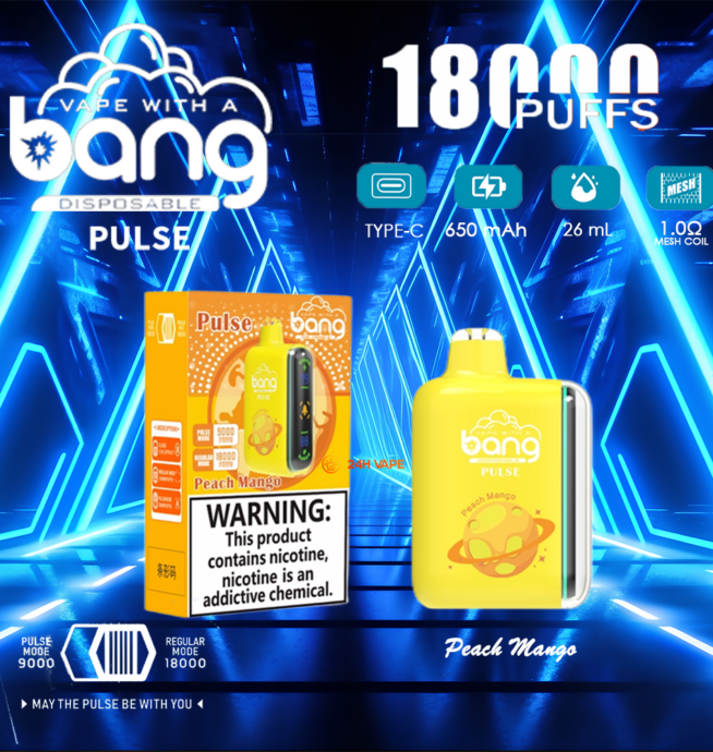 Bang Pulse 18000 18K Puffs Dual Mesh Disposable Vape Electronic Cigarette  Pod