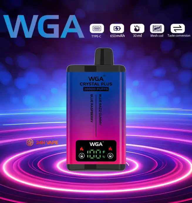 WGA Crystal Plus 20000 20K Puffs 5% Nicotine Double Taste LCD Display  Disposable Vape