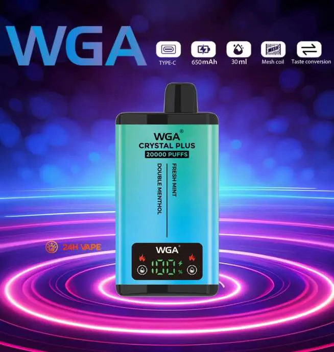 WGA Crystal Plus 20000 20K Puffs 5% Nicotine Double Taste LCD Display Disposable  Vape