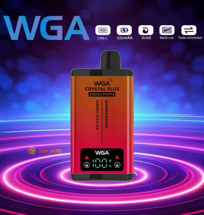WGA Crystal Plus 20000 20K Puffs 5% Nicotine Double Taste LCD Display  Disposable Vape - 24H VAPE