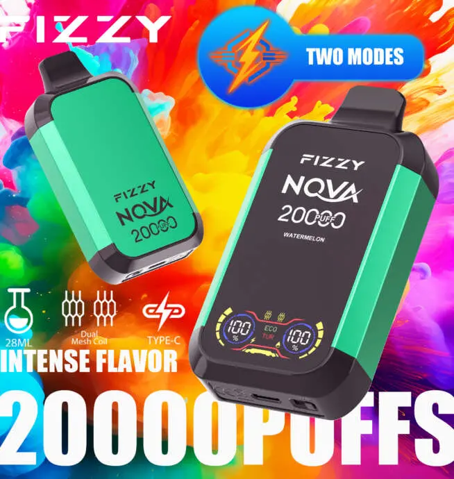 how much is elf bar vape Fizzy Nova 20000 Puffs Disposable Vape | Dual Mesh Coil, 28ML E-liquid, LCD  Screen, Eco/Turbo Mode main image 1