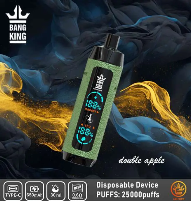 Bang King Shisha 25000 25K Puffs Stylo Vape Jetable en Cuir avec Affichage  LED le Plus Rcent - 24H VAPE