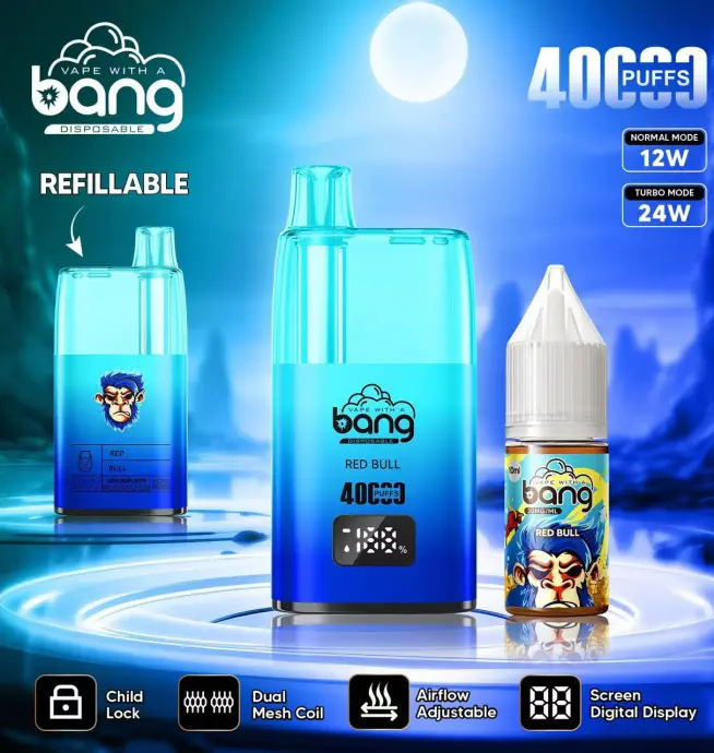 Bang 40000 40K Puffs cran d'affichage numrique LED Huile rechargeable Vape  - 24H VAPE