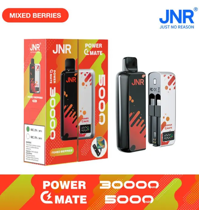 JNR Power Mate 30000 Puffs Écran intelligent 5000mAh Batterie externe Vape  jetable