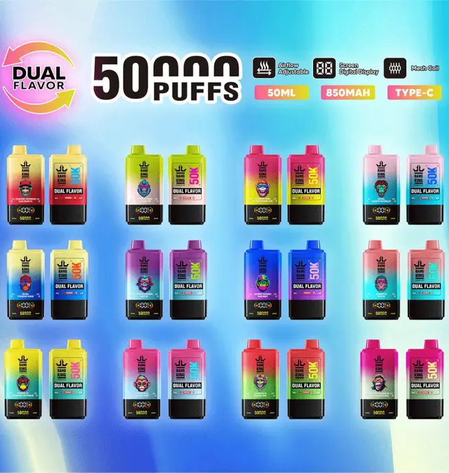 Bang King 50000 50k Puffs 2% 3% 5% Nicotine Double Taste LCD