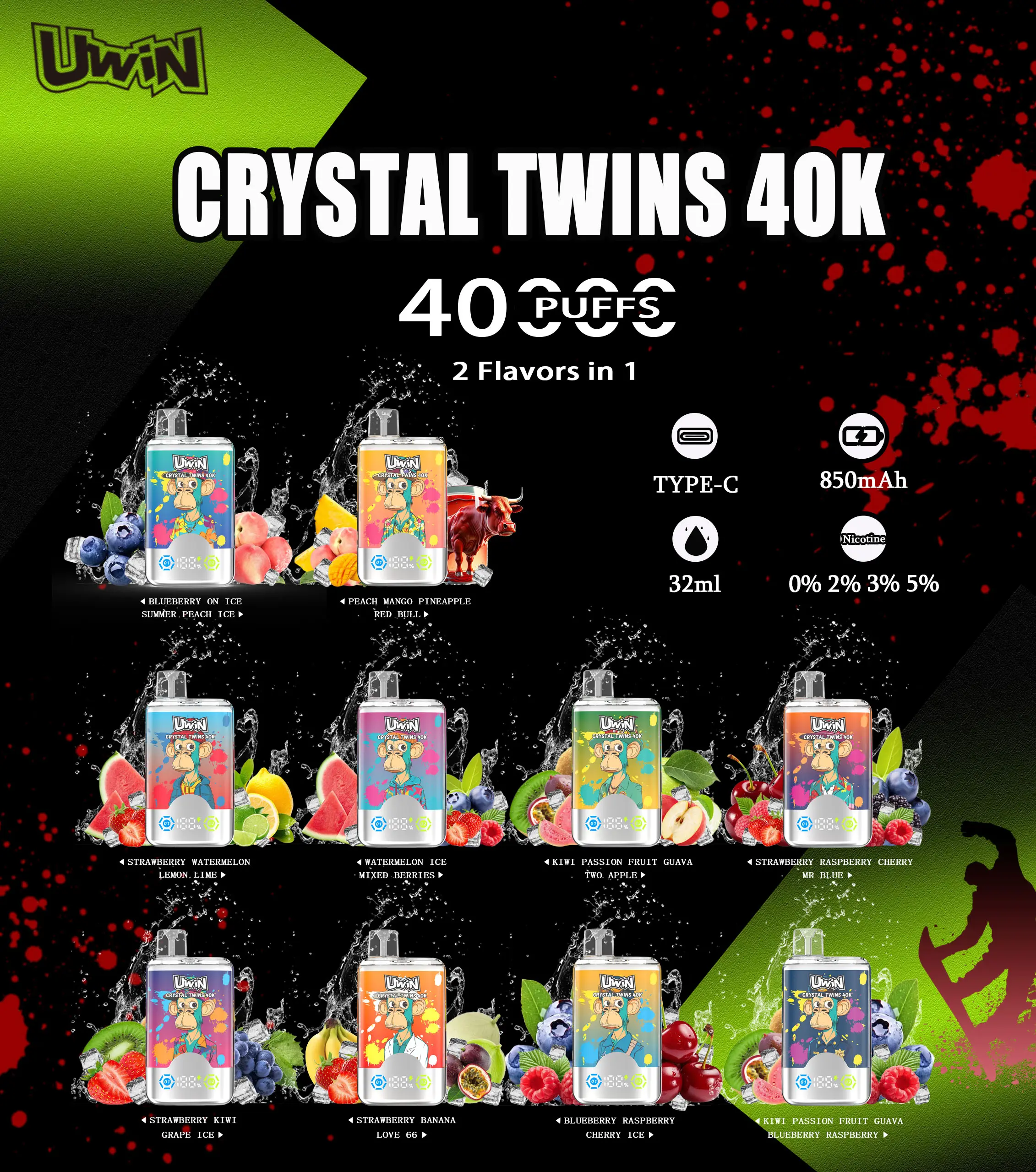 Tableau des saveurs Uwin Twins Crystal