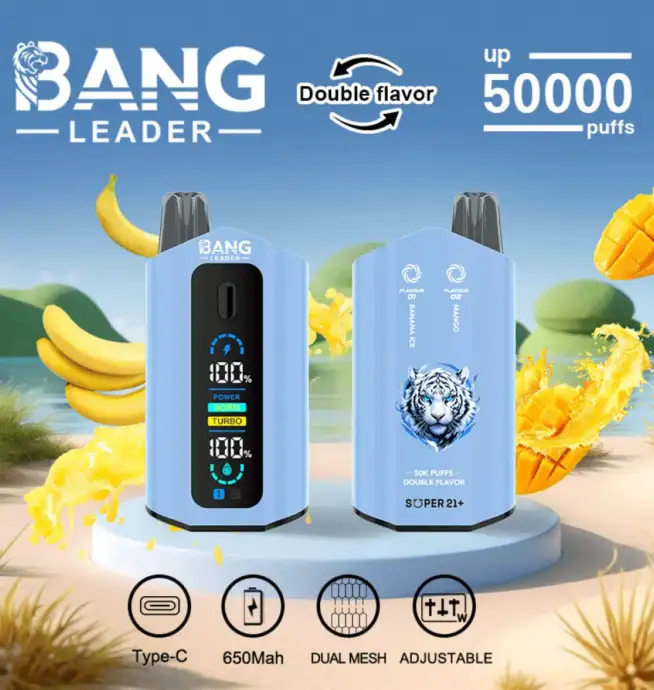 Bang Leader 50000 50K Puffs 2% 3% 5% Nikotin Doppelgeschmack LCD-Display  Einweg-Vape