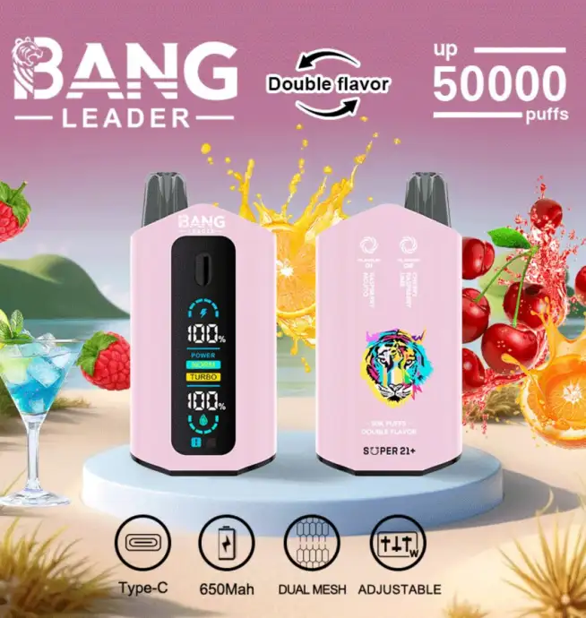 Bang Leader 50000 50K Puffs 2% 3% 5% Nicotine Double Got cran LCD Vape  Jetable - 24H VAPE