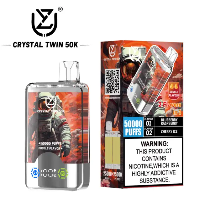 double flavored vape UZY Crystal Twin 50000 50k Puffs Double Taste LED Display Disposable Vape