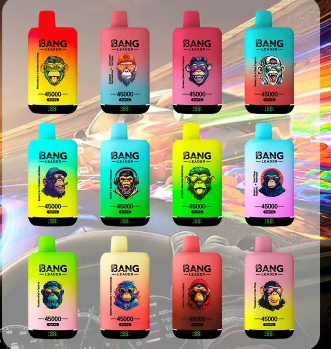 Bang Leader 45 000 bouffes (21 TP6T, 31 TP6T, 51 TP6T), vape jetable   double got de nicotine, affichage LED - 24 h de vape