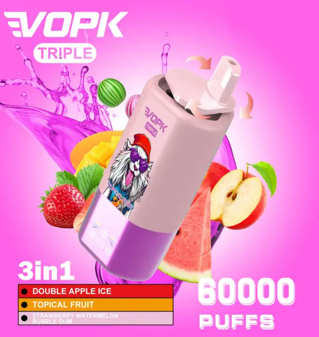 VOPK Triple 60000 60k Puffs 3 in 1 Aromen Neuestes Original  Wiederaufladbares LED-Display Einweg-Vape