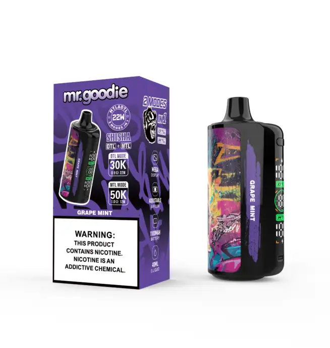 mr vape hours Mr.Goodie Shisha 50000 50K Puffs DTL & MTL LCD Display Disposable Vape