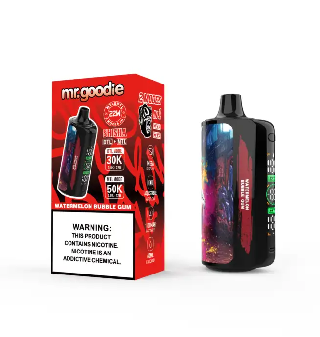 Vape jetable Mr.Goodie Shisha 50 000 bouffées (DTL et MTL) avec écran LCD