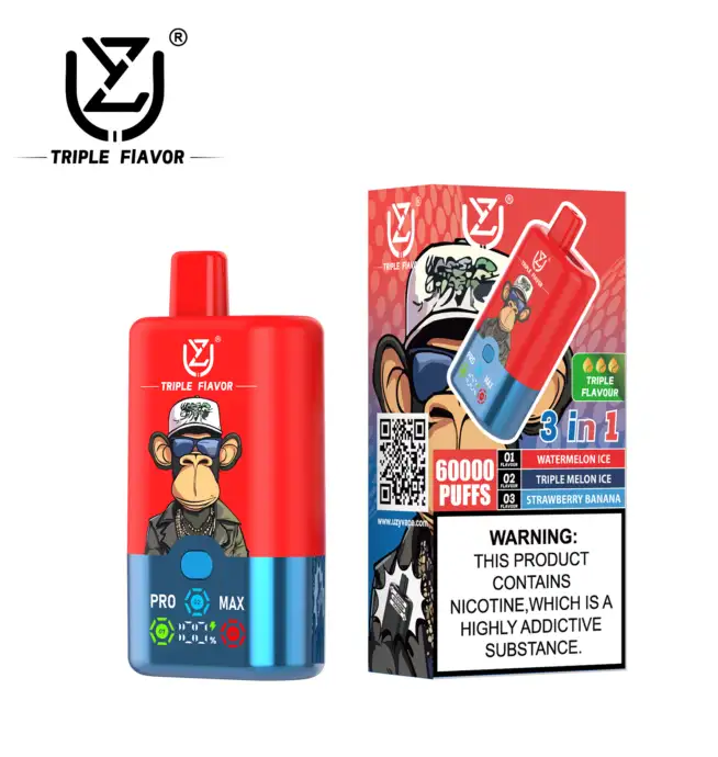 UZY Triple Flavor 60000 60K Puffs 3 in 1 Flavors Newest Original  Rechargeable LED Display Disposable Vape - 24H VAPE