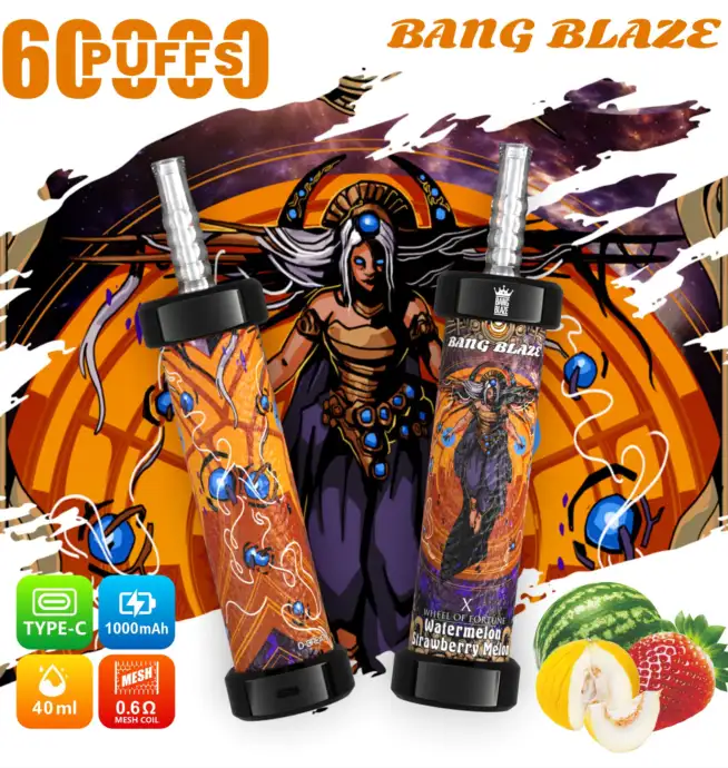 Bang Blaze 60k 60 000 bouffes, stylo vape jetable original avec cran LCD  - 24 h/24