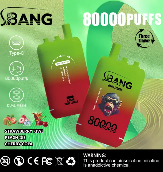 Bang Leader 80000 80K Puffs 3 in 1 Aromen Neuestes Original  Wiederaufladbares Einweg-Vape - 24H VAPE