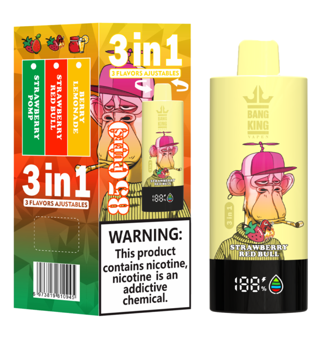 red bull vape flavor Bang King 85000 85k Puffs 3 in 1 Flavors Newest Original Rechargeable LCD  Display Disposable Vape