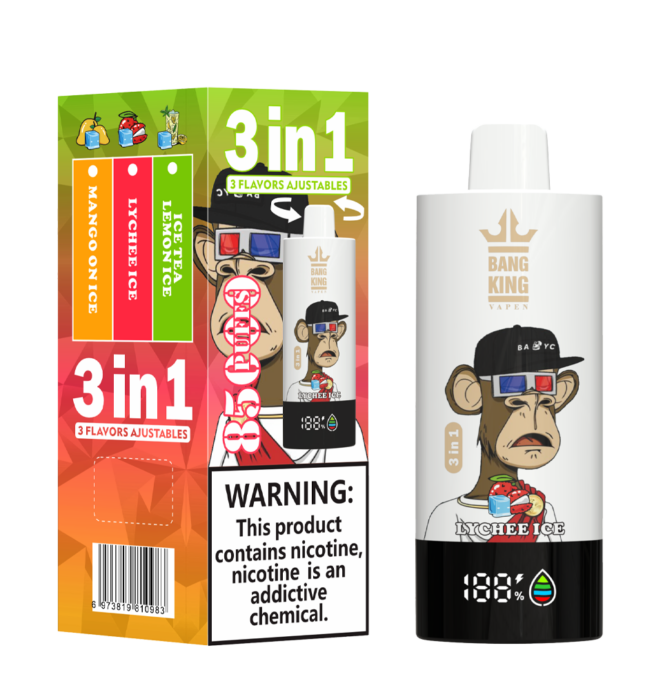 Bang King 85000 85k Puffs 3 in 1 Flavors Newest Original Rechargeable LCD  Display Disposable Vape - 24H VAPE