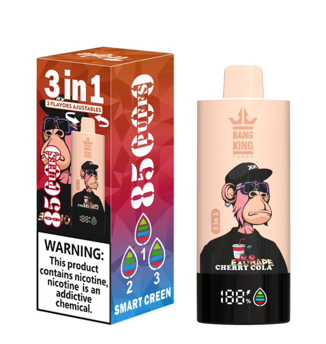 Bang King 85000 85k Puffs 3 en 1 Vape jetable rechargeable avec cran LCD -  24H VAPE