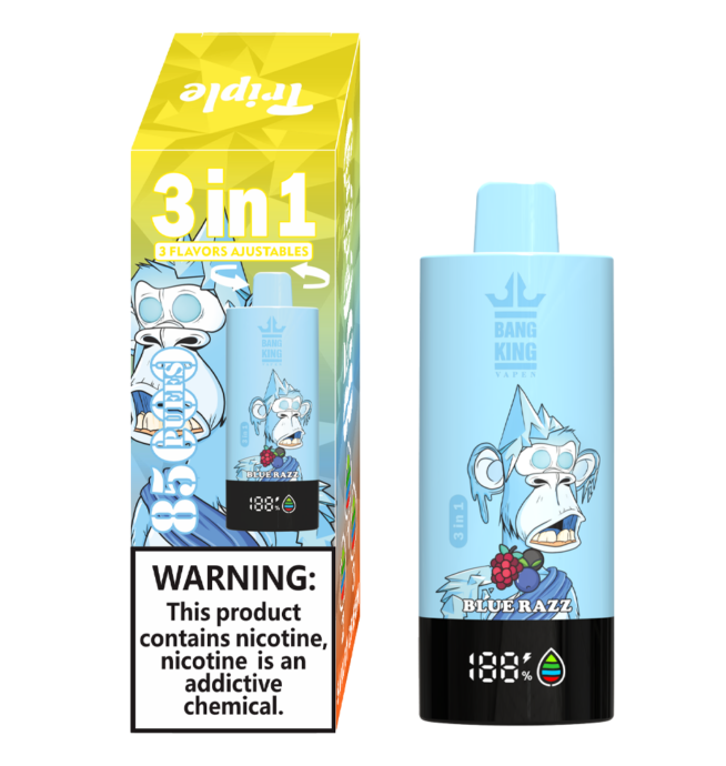 Bang King 85000 85k Puffs 3 in 1 Flavors Newest Original Rechargeable LCD  Display Disposable Vape - 24H VAPE