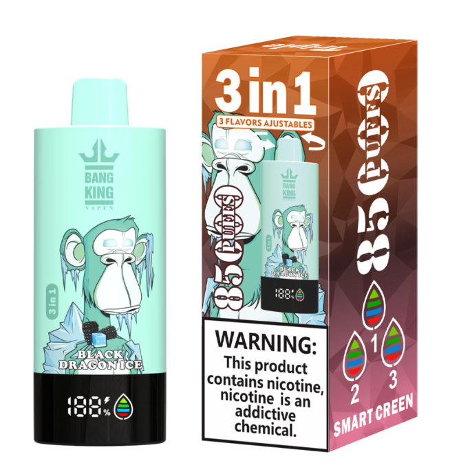 Bang King 85000 85k Puffs 3 in 1 Flavors Newest Original Rechargeable LCD  Display Disposable Vape