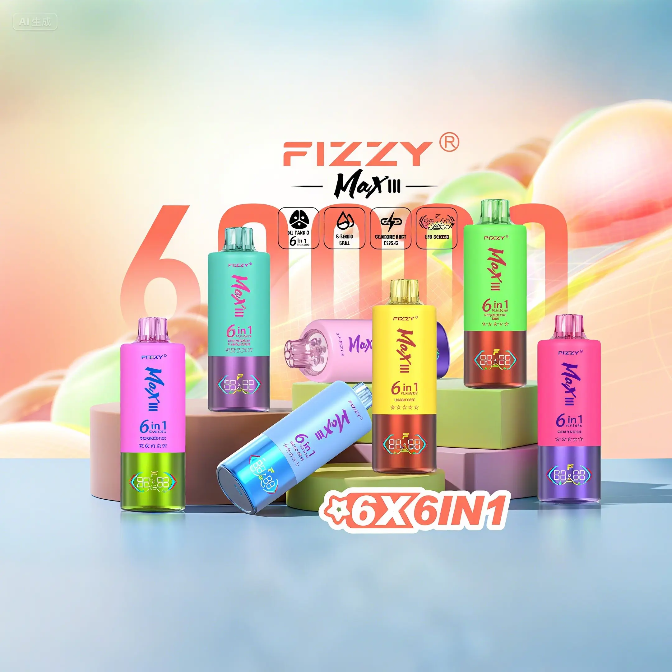 elfbar elfa master akku Fizzy Max lll 60k 60000 Puffs 6 in 1 Flavors Newest Original Rechargeable  LED Display Disposable Vape