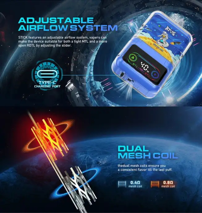 ATVS 30000 30K Puffs Original DTL/MTL Modes LCD Display Disposable Vape