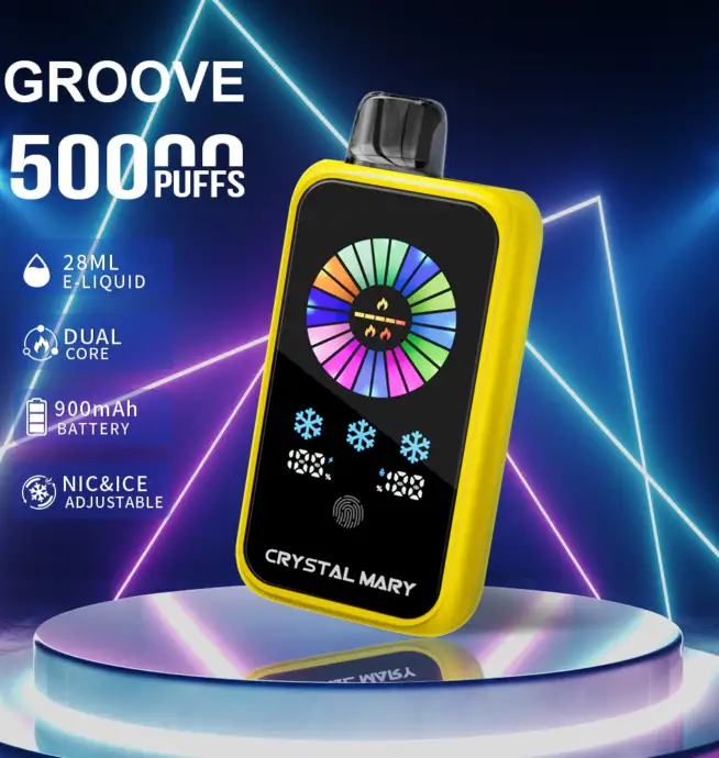Crystal Groove 50000 50k Puffs Adjustable Nicotine & Ice Control LED  Display Disposable Vape EU Warehouse