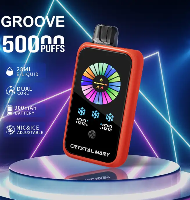 Crystal Groove 50000 50k Puffs Adjustable Nicotine & Ice Control LED  Display Disposable Vape EU Warehouse