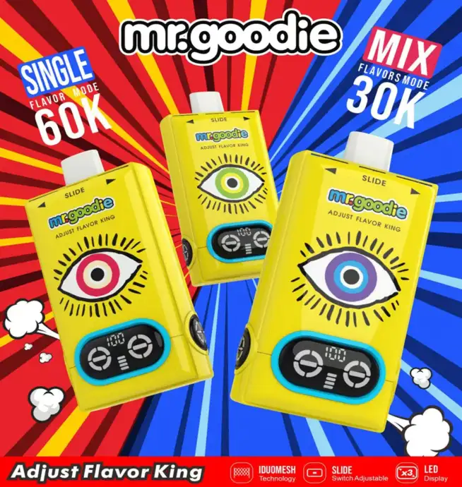 Mr.Goodie Adjust Flavor King 60000 60K Puffs 3 in 1 Flavors Newest Original  Rechargeable LCD Display Disposable Vape