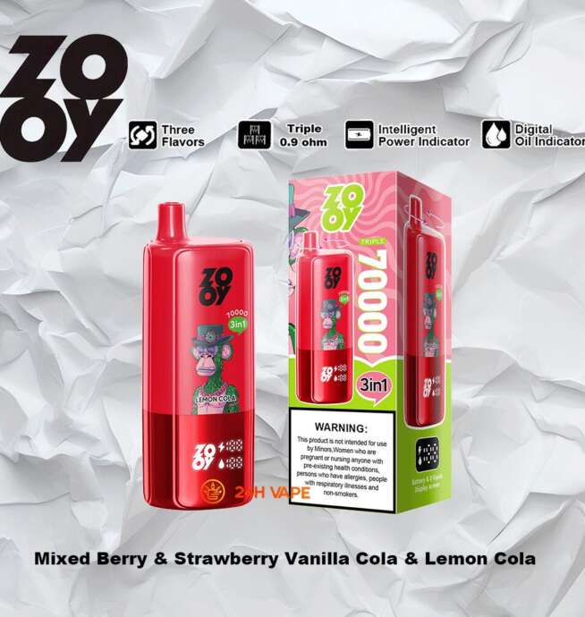 Zooy Trlple 70000 70k trekjes 3 in 1 smaken nieuwste originele oplaadbare lcd-scherm wegwerp vape