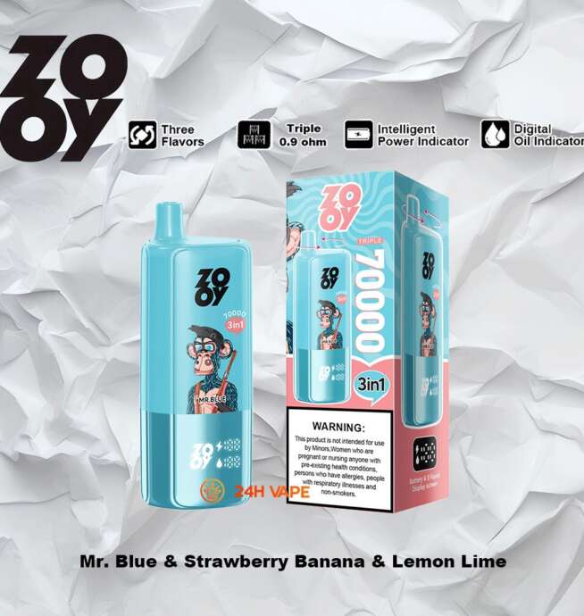Zooy Trlple 70000 70k trekjes 3 in 1 smaken nieuwste originele oplaadbare lcd-scherm wegwerp vape