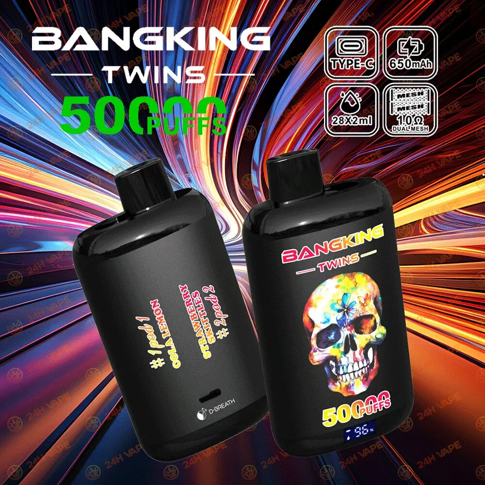 Bang King Twins 50000 50K パフ 2% 3% 5% ニコチンダブルテイスト LED