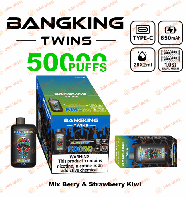 Bang King Twins 50000 50k Züge 2% 3% 5% Nikotin Doppelgeschmack LED-Anzeige Einweg-Vape