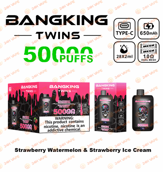 Bang King Twins 50000 50k Züge 2% 3% 5% Nikotin Doppelgeschmack LED-Anzeige Einweg-Vape