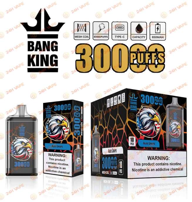 Bang King Crystal 30000 30k tiri 2% 3% 5% nicotina più calda, vaporizzatore usa e getta