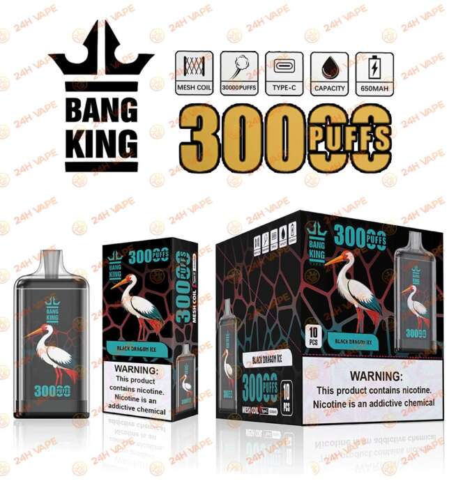 Bang King Crystal 30000 30k tiri 2% 3% 5% nicotina più calda, vaporizzatore usa e getta