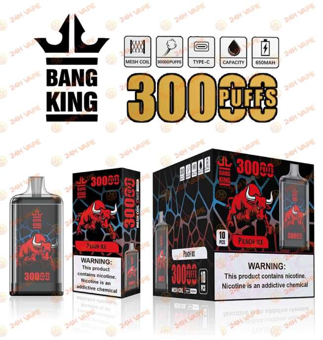 Bang King Crystal 30000 30k tiri 2% 3% 5% nicotina più calda, vaporizzatore usa e getta