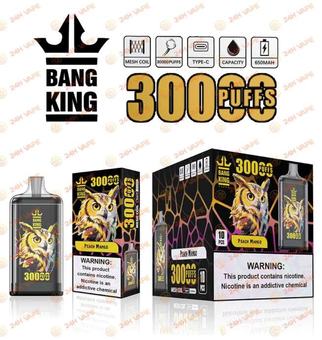 Bang King Crystal 30000 30k tiri 2% 3% 5% nicotina più calda, vaporizzatore usa e getta