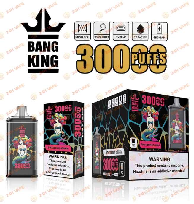 Bang King Crystal 30000 30k tiri 2% 3% 5% nicotina più calda, vaporizzatore usa e getta