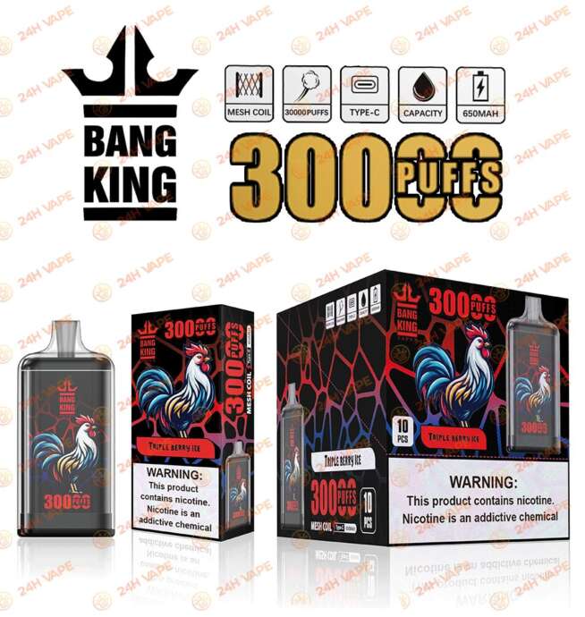 Bang King Crystal 30000 30k tiri 2% 3% 5% nicotina più calda, vaporizzatore usa e getta