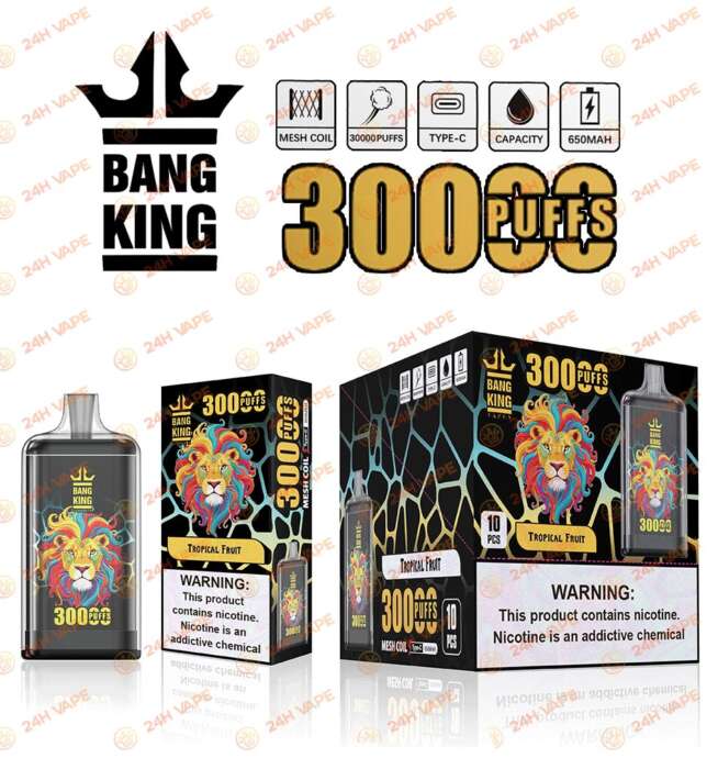 Bang King Crystal 30000 30k tiri 2% 3% 5% nicotina più calda, vaporizzatore usa e getta