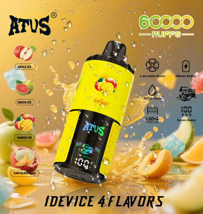 atvs warship 60000 60k puffs 4 in 1 flavors newest original rechargeable lcd display disposable vape