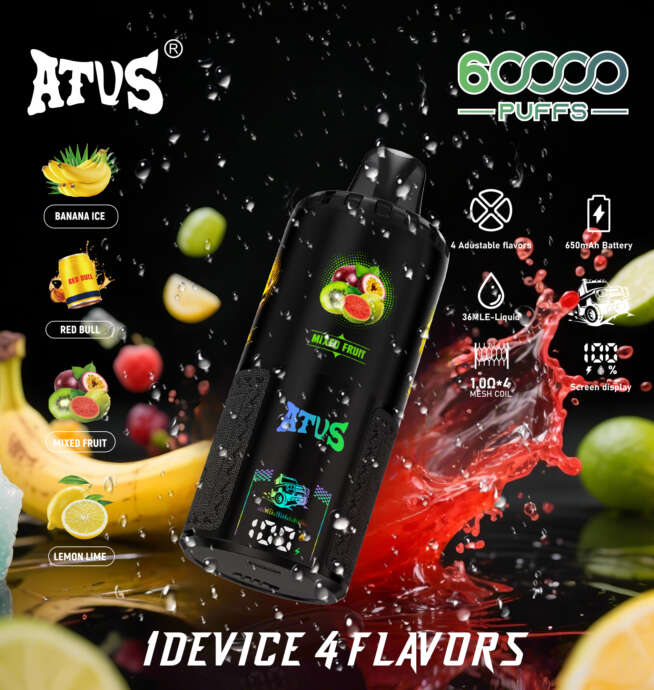 atvs warship 60000 60k puffs 4 in 1 flavors newest original rechargeable lcd display disposable vape