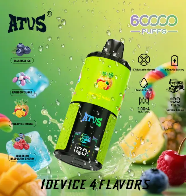 ATVS Warship 60000 60K Puffs 4 in 1 Flavors Newest Original Rechargeable  LCD Display Disposable Vape