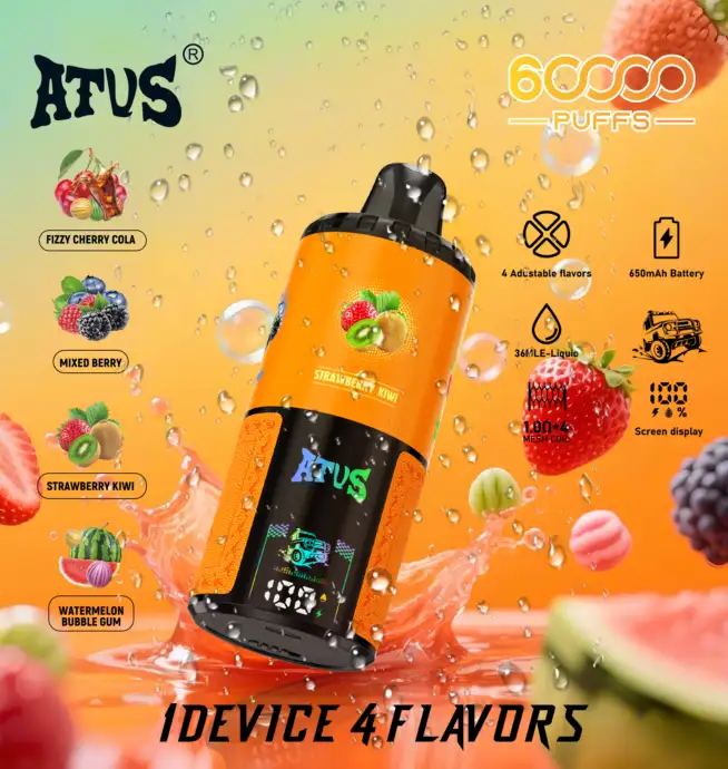 atus vape 60000 puffs ATVS Warship 60000 60K Puffs 4 in 1 Flavors Newest Original Rechargeable  LCD Display Disposable Vape