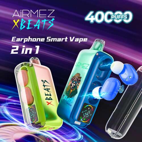 airmez xbeat 40000 40k puffs original earphone led display disposable vape eu warehouse